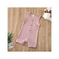 thumbnail image 5 of Gureui Infant Baby Boy Girl Summer Ribbed Romper, Sleeveless Crew Neck Solid Color Button Closure Long Leggings Jumpsuit, 5 of 8