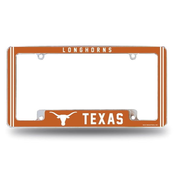 Texas Longhorn's Chrome Metal License Plate Frame