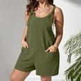 thumbnail image 2 of IROINNID Jumpsuit Shorts for Women Plus Size Summer Solid Sleeveless Suspender Short Jumpsuit,Olive Green, 2 of 7