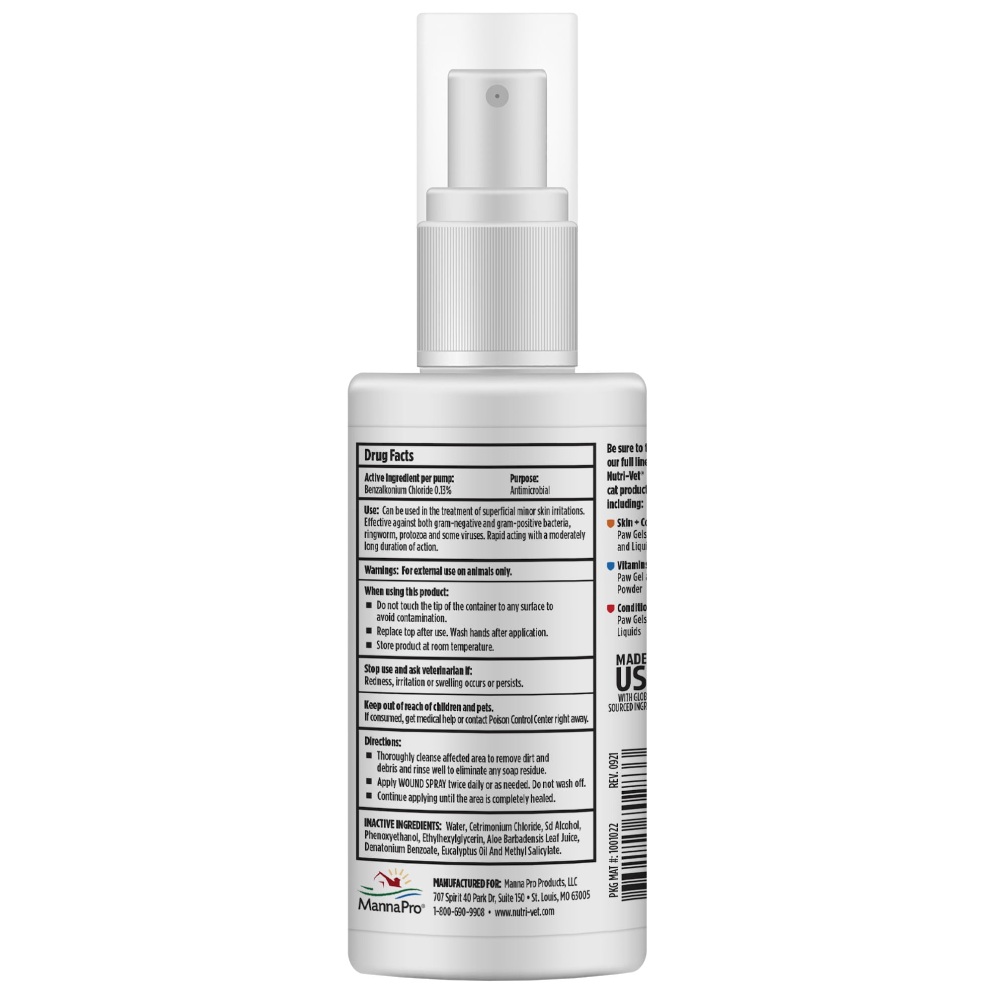 Nutri-Vet Antimicrobial Wound Spray for Cats - 4 oz