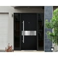 thumbnail image 3 of Front Exterior Prehung Steel Door / Deux 6072 Black Enamel / 2 Side Exterior Windows Sidelites/ Entry Metal Modern Painted W12+36+12" x H80" Right hand Inswing, 3 of 5