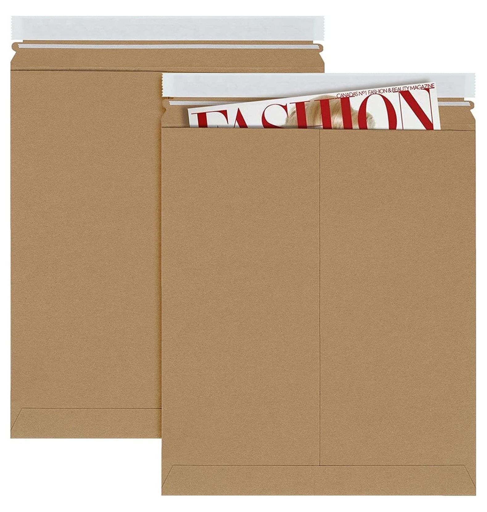 JAM 100 Pack 6.5x4.5 Rigid Cardboard Mailers With Self-Sealing Flap – White