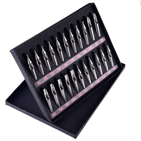 FACEGA Nail Tech Gloves 22 Pcs Stainless Steel Tattoo Nozzle Tips for Machine Gun Needles Tube Kit Box Stick And Ink