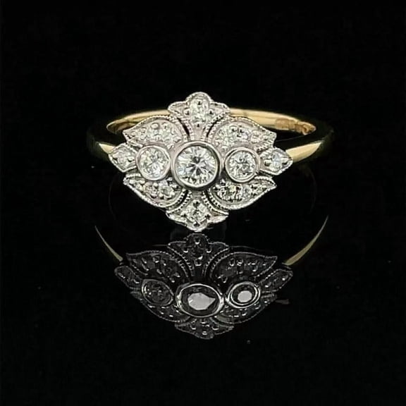 Art Deco Vintage Wedding Ring 2Ct Lab Created Diamond In 14K Yellow Gold Plated
