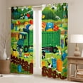 thumbnail image 2 of Castle Fairy Cartoon Garbage Truck Black Out Curtains for Teens, Playful Cat Party Curtains Pack of 2 (42x63 Each) for Bedroom, Green Blue Orange, 2 of 6