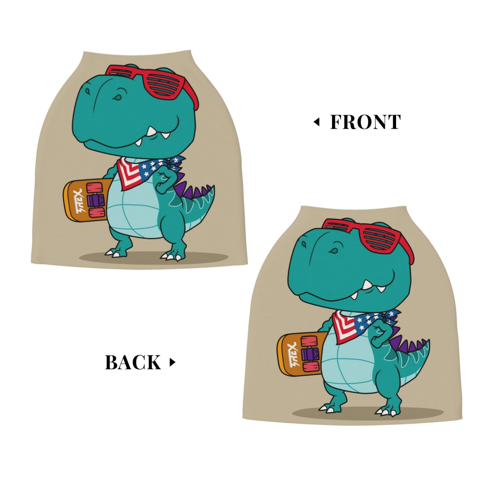 Fotbe Cool Dino Playing Skateboard Pattern Car Seat Covers for Babies, Nursing Breastfeeding Cover Infant Carseat Canopy, Soft Stretchy Carrier Cover