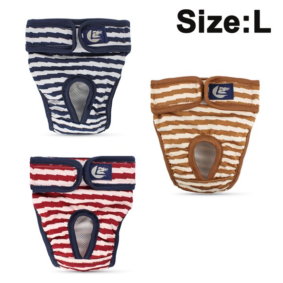 3 Pack Washable Female Diapers Female Dog Diapers, Comfort Reusable Doggy Diapers Dog Physiological Pants for Girl Dog in Period Heat