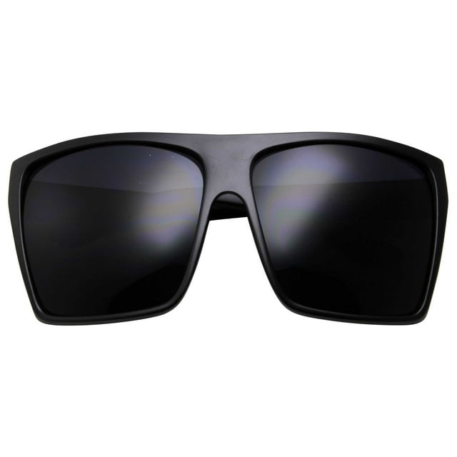 grinderPUNCH Dark Rectangular Flat Top Mob Oversized All Black Limo Sunglasses