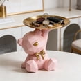 thumbnail image 2 of Storage Tray Statue Key Holder Figurine, Candy Jewelry Earrings Lipsticks Tray, Cute Bear Statues with Dish, Bear Sculptures Key Bowl Dish Decorative Trays for Home & Office Decor, 2 of 5