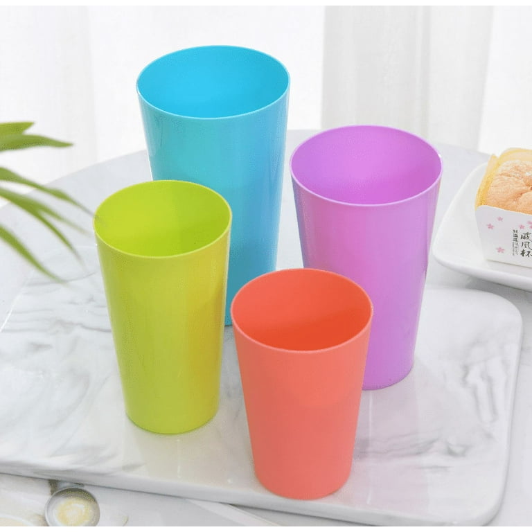 Coloured Plastic Cups (12 Pack) - 330ml/11 fl oz - Reusable Drinking  Tumblers in 4 Colours - Hard Plastic Drinkware for Parties, Camping, BBQs