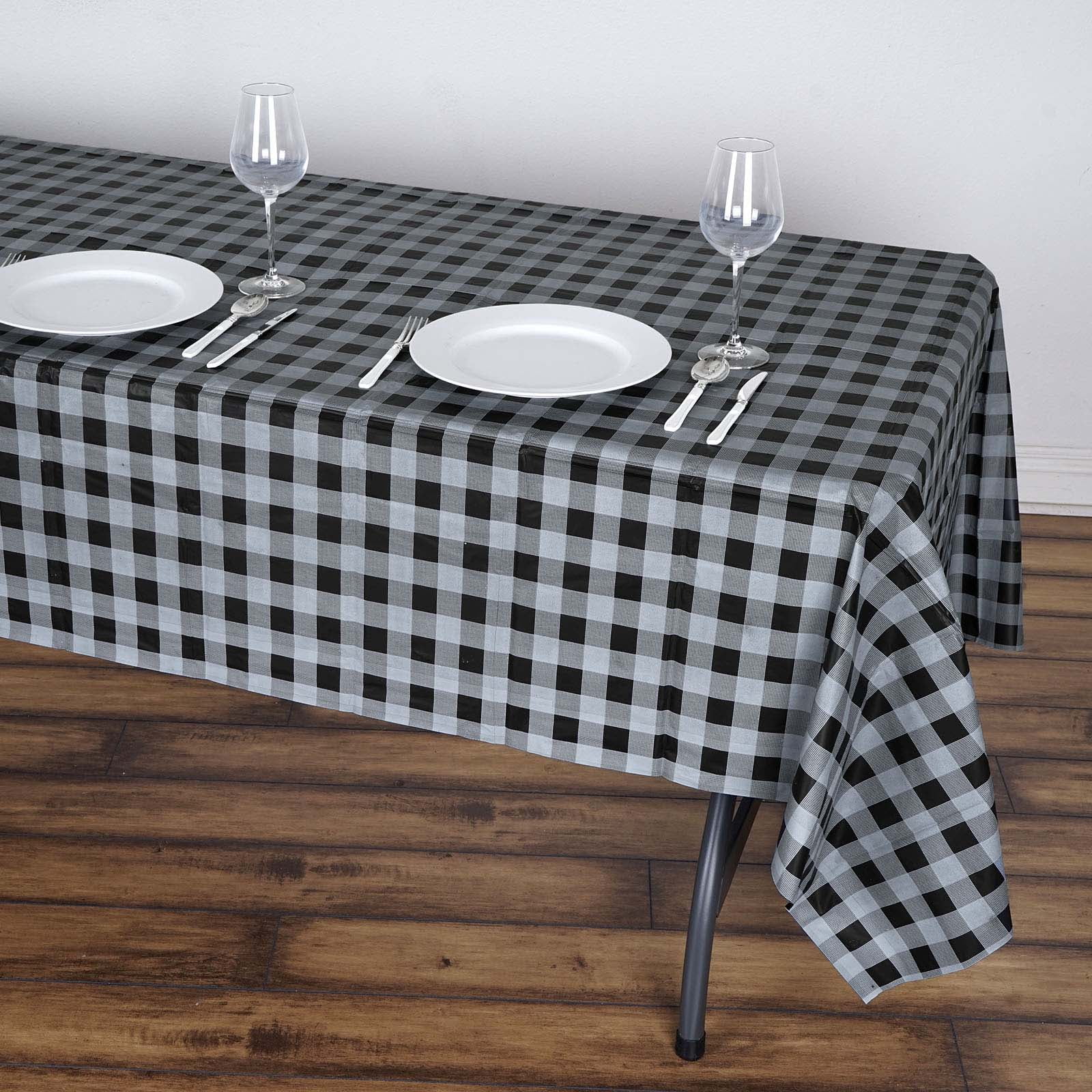 BalsaCircle 54" x 108" Rectangular Checkered Disposable Plastic