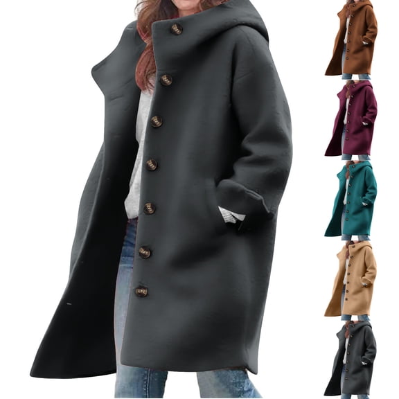 Winter Coats for Women Windproof Warm Single Breasted Button Loose Fit Cold Weather Casual Winter Outerwear