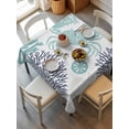 thumbnail image 6 of Turquoise Crab Coastal Table Cloth, Summer Coral Nautical Waterproof Tablecloth for Square Tables, Reusable Washable Fabric Table Cover for Restaurant Kitchen Dining Tables 54"x54", 6 of 6