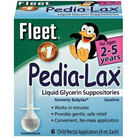 Fleet Laxative - Pedia-Lax Liquid Glycerin Suppositories, 6 CT (Pack of 3)