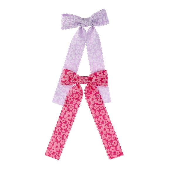 Wonder Nation Flower Bow Barrette Hair Clip, 2-Piece