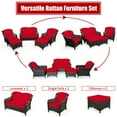 thumbnail image 3 of Gymax 5PCS Rattan Patio Conversation Sofa Furniture Set Outdoor w/ Red Cushions, 3 of 7
