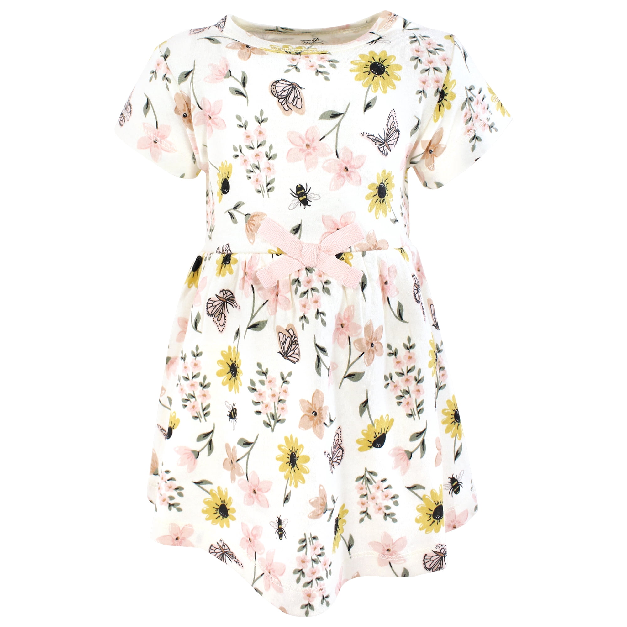 Touched by Nature Girls Organic Cotton Dress and Cardigan, Soft Wildflower, 6-9 Months