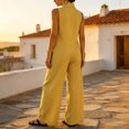 thumbnail image 4 of Womens Sleeveless Linen Jumpsuit Casual Loose Fit Wide Leg One Piece Outfit with Pockets, L, 4 of 4