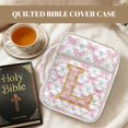 thumbnail image 4 of HELLHERO Quilted Zipper Pocket Bible Cover Case for Women, Handle Lightweight Elastic Polyester Bible Carrier Tote Bag Initial Letter L, 4 of 9