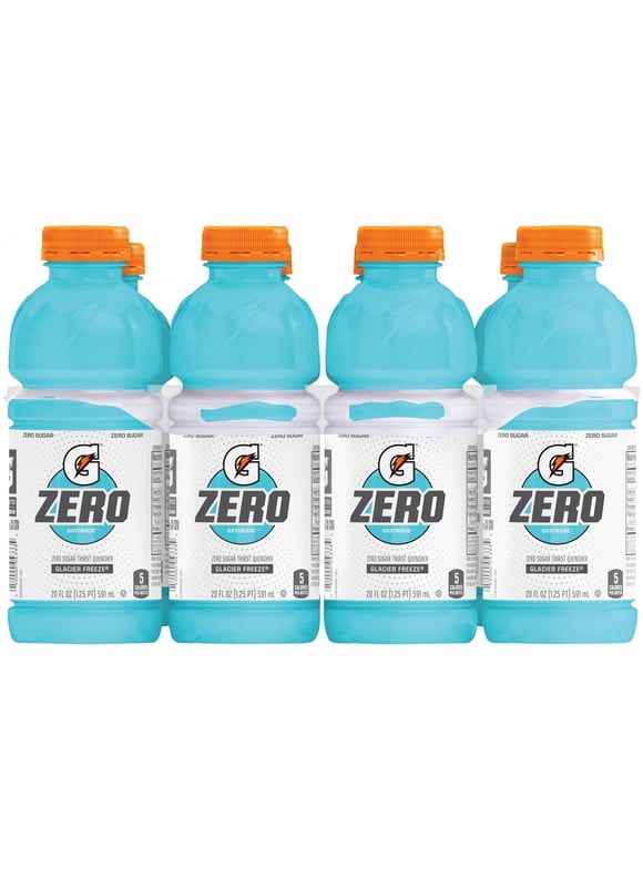 Gatorade G Zero Sugar Glacier Freeze Thirst Quencher Sports Drink, 20 oz, 8 Pack Bottles