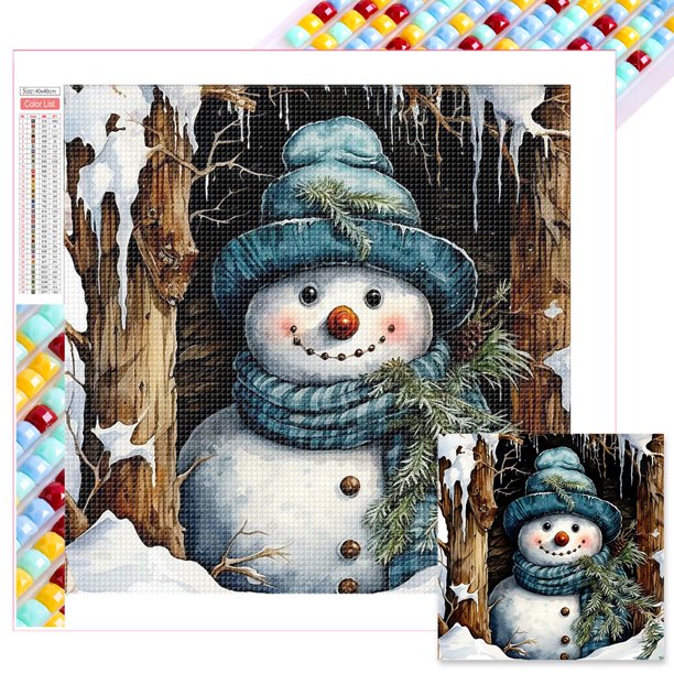 Kit Con Cuentas Cuadradas 5D DIY Muñecos Nieve Del 45x45cm