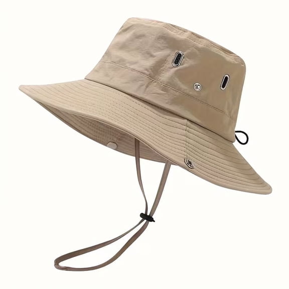Male and female hiking and mountaineering sun shading fisherman hat, made of 100% cotton blend fabric, outdoor quick drying drawstring hat