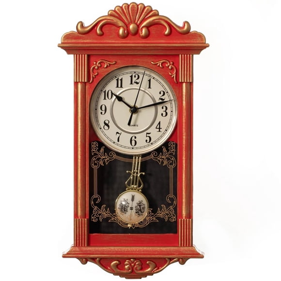 Reloj de pared Clockswise, estilo abuelo vintage, 40 cm, rojo
