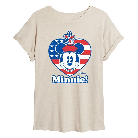 Disney - Minnie Flag Heart - Women's Oversized T-Shirt