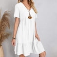 thumbnail image 6 of Summer Solid Dresses for Women 2026 Short Sleeve v Neck Mini T Shirt Dress - Midi Dress Flowy Pleated Beach Sundress - Summer Trendy Vacation Beach Dress White XL, 6 of 8