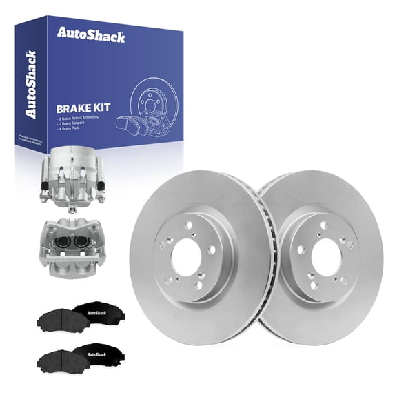 AutoShack Front Vented Coated Brake Rotors   Premium Ceramic Pads   Calipers 8-PC Brake Kit Replacement for 2007-2013 Acura MDX 2010-2013 Acura ZDX ArmorStop 12.98" (329.8 mm)