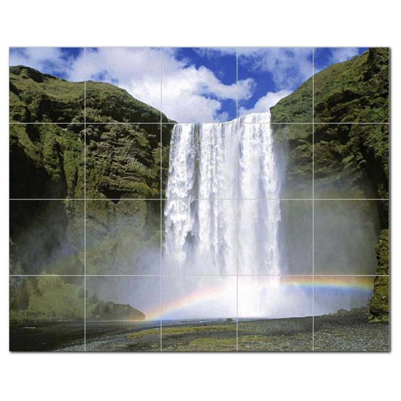 Waterfall Picture Ceramic Tile Mural Kitchen Backsplash Bathroom Shower, 406210