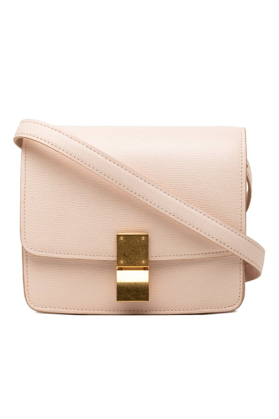 Pre-Owned Celine Classic Box Small Crossbody Shoulder Bag, Pink Beige Leather, Women's CELINE