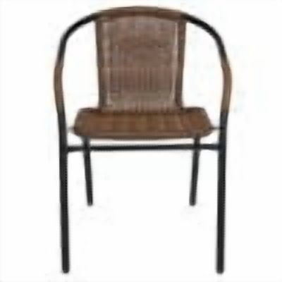 BizChair Lila Indoor/Outdoor Stacking Rattan Patio Chairs, Set of 2, Dark Brown