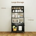 thumbnail image 4 of HOMCOM Baker's Rack with Power Outlet, Coffee Bar Cabinet with Storage Shelves, Microwave Stand with Louvred Door Cabinets, Black, 4 of 9
