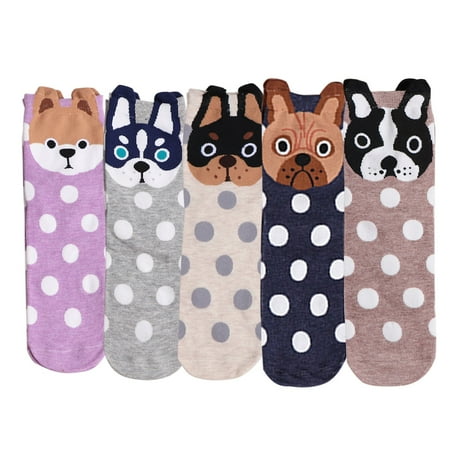 

Yubnlvae 5 Pairs Women Casual Socks Animal Print Cotton Pattern Lady Socks Comfortable Soft Warm Winter Socks Multicolour