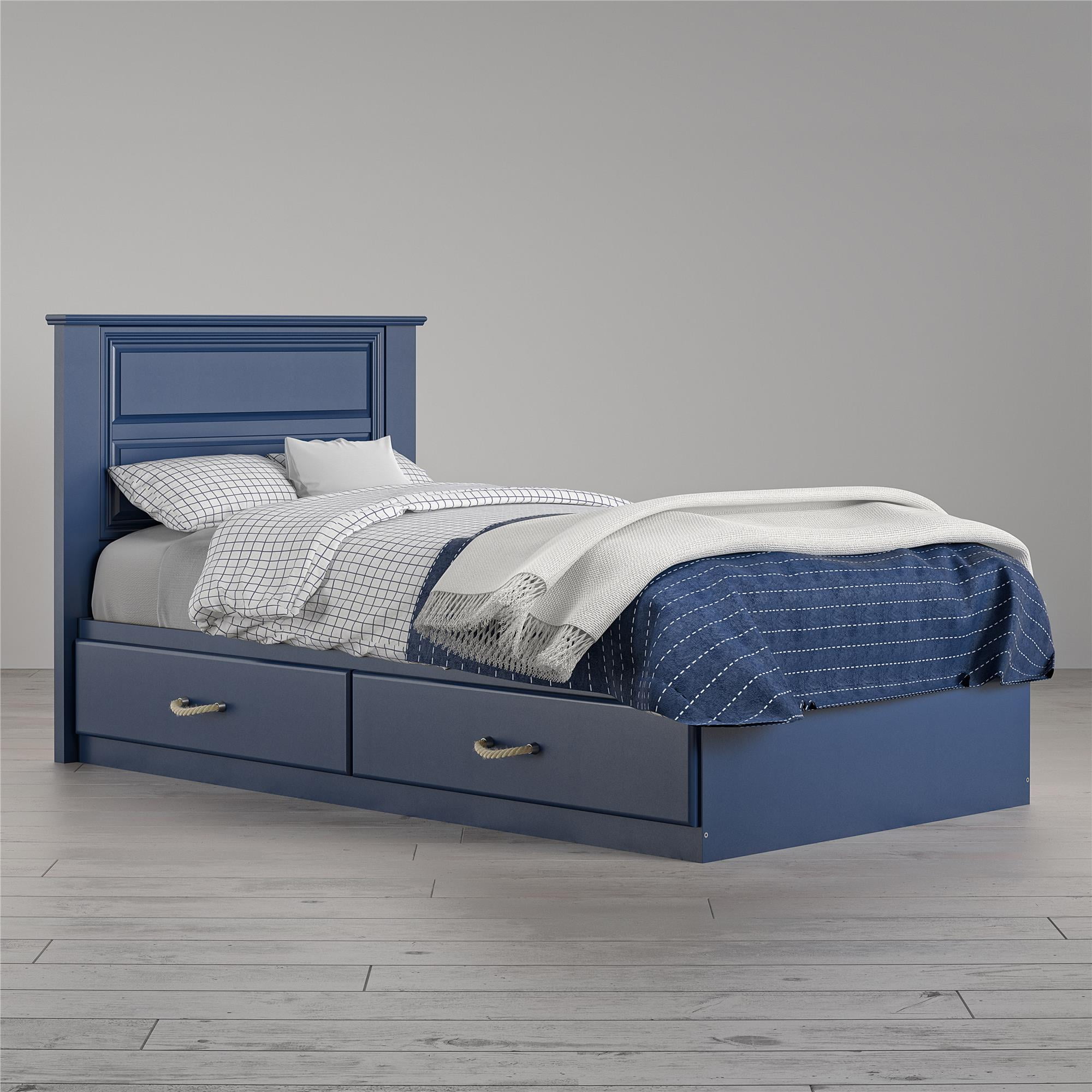 Little Seeds Sierra Ridge Mesa Storage Bed, Twin, Blue, with Headboard