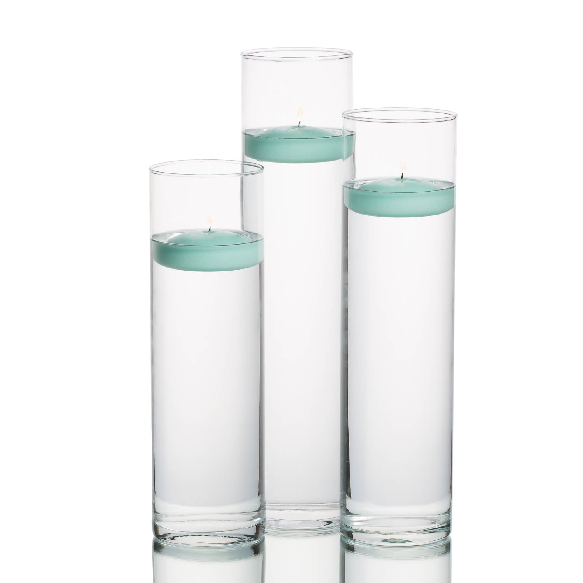 Eastland Tall Cylinder Vases with Richland Floating Candles Aqua Blue