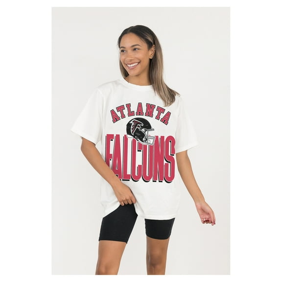 Women's Gameday Couture  White Atlanta Falcons Oversized Classic Fierce Focus T-Shirt