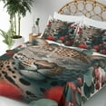 thumbnail image 3 of Ambesonne Leopard Fitted & Top Sheet Set with Shams, Savage Cat Lace Eucalyptus, Laurel Green Vermilion, 3 of 5