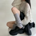 thumbnail image 3 of LShunze 1 Pair Winter Leg Warmers Warm Japanese Style JK Leg Sleeves Strips Stretchy Fit Knitting Calf Socks Party Sports Yoga Dance, 3 of 8