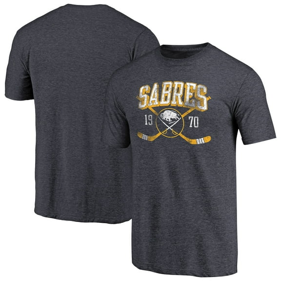 Men's Navy Buffalo Sabres Vintage Collection Line Shift Tri-Blend T-Shirt