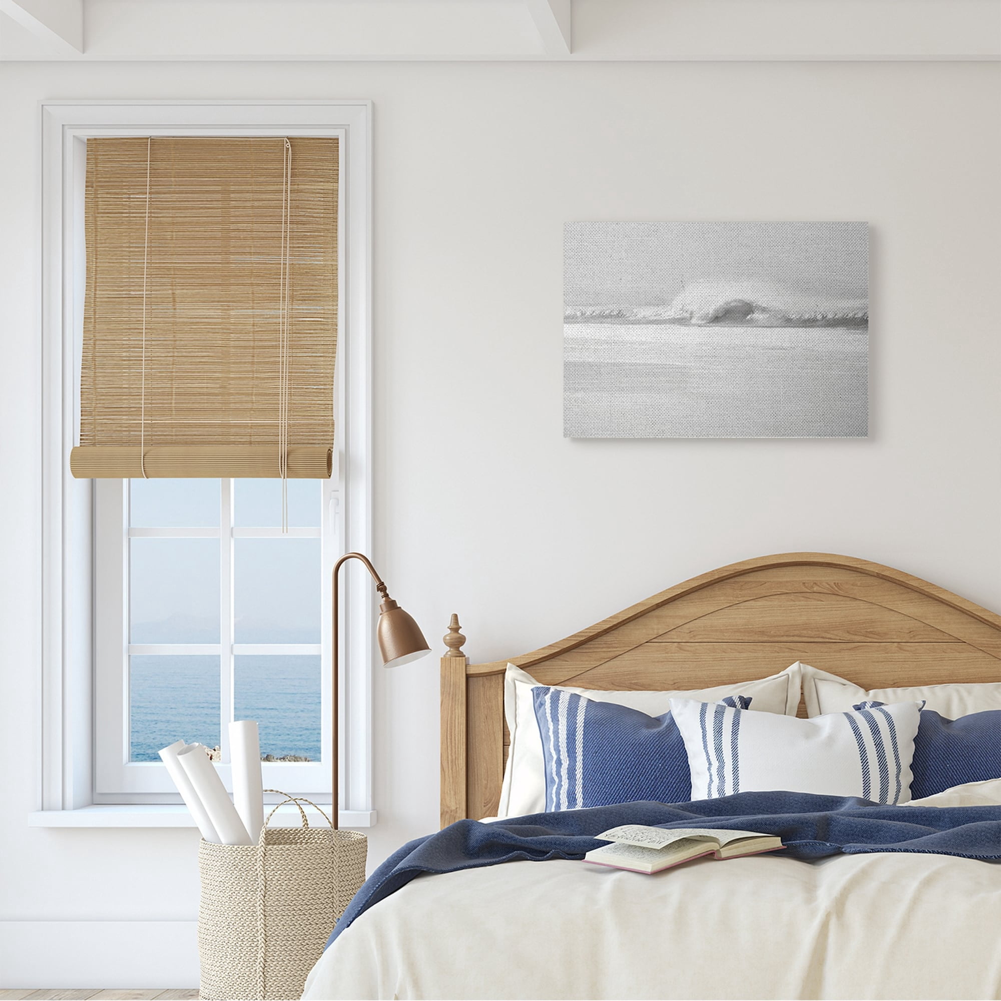 Stupell Industries Waves Crashing onto Beach Black and White,16 x 20,Designed by Maggie Olsen