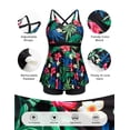 thumbnail image 4 of Traje de baño Tankini Hanna Nikole para mujer con flores rojas, talla L, 4 of 6