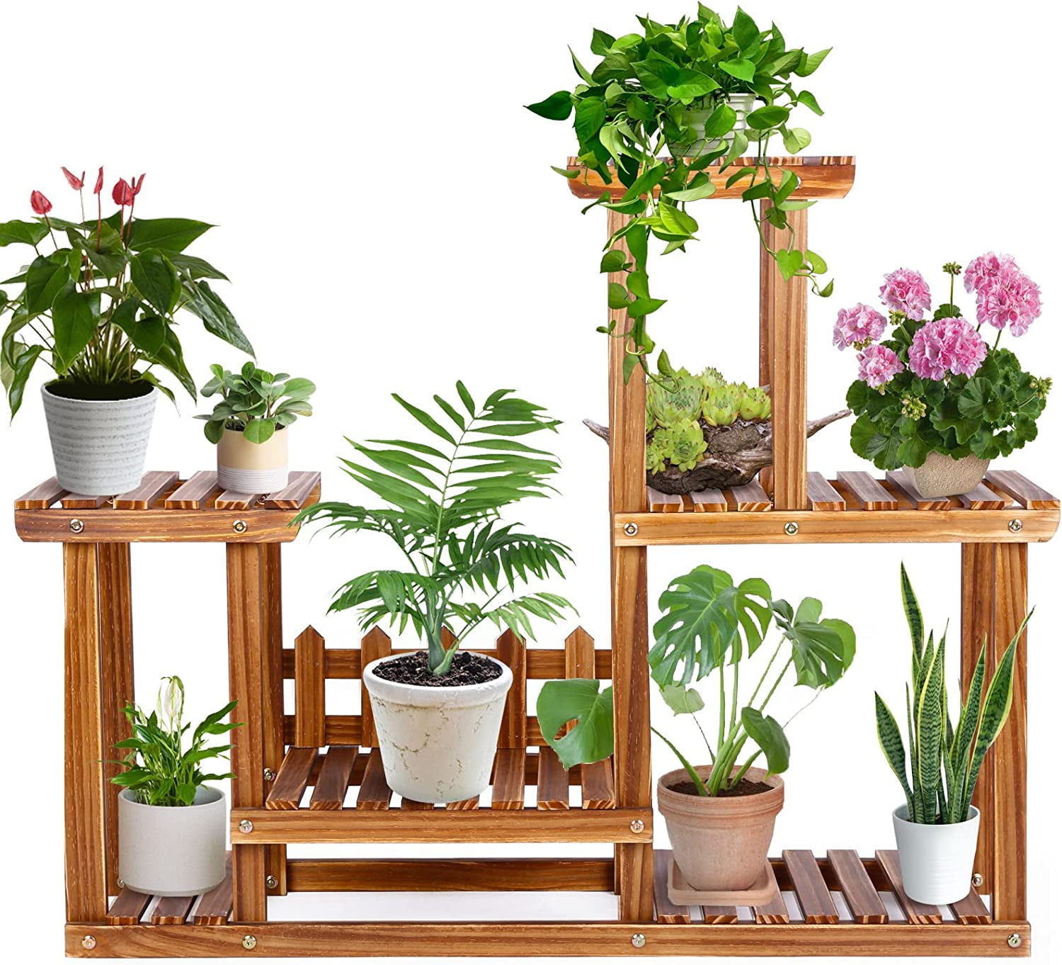 Buy Wood Plant Stand for Multiple Plants, 4 Tier 79 Pots Indoor