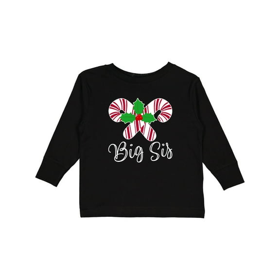 Inktastic Big Sis Christmas Candy Cane Sister Girls Long Sleeve Toddler T-Shirt