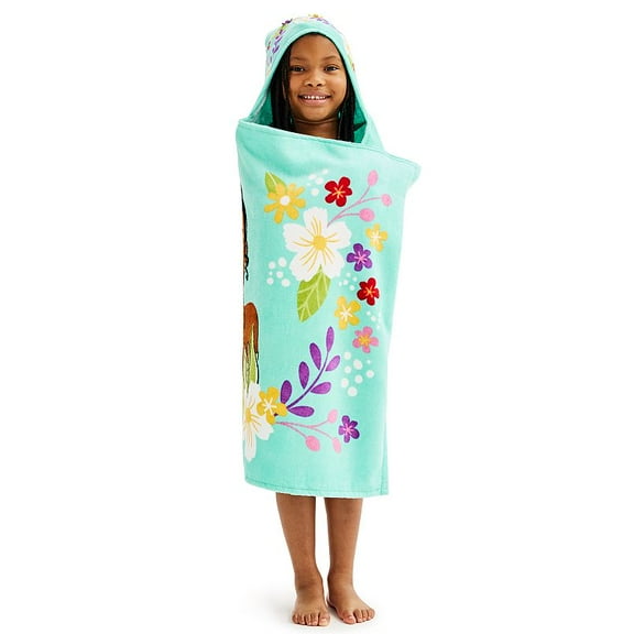 Disney Princess Character Girl's Hooded Cotton Bath Towel Wrap, 25" X 50"