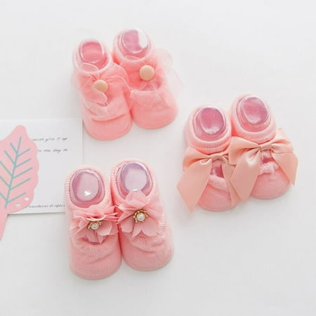 

1 Pair Spring Newborn Bowknot Baby Girl Sock Flower Lace Clothes Accessories Summer Ribbon Children Slipper Kids Toddlers