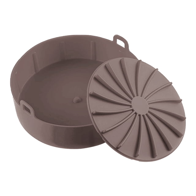 Toystoory Air Fryer Pot Silicone Air Fryer Basket Sartén antiadherente resistente al calor, grande, 19 cm, gris Herramientas y accesorios para hornear Café Pequeño 16CM Toystoory HA002998-03