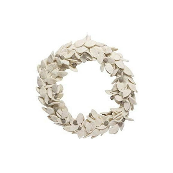 De Kulture Hand Made Showpiece Felt Wreath Ornament 13X13 (Dh) For Household Ornaments Party Decorative Ideal For New Year Birthday Christmas Decoration(White)