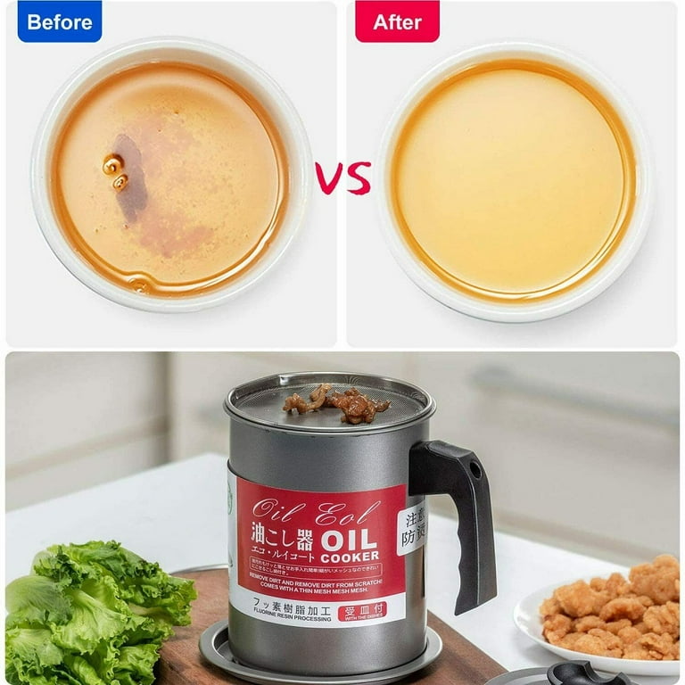 Bacon Grease Container with Stainless Steel Grease Strainer Perfect As Pan  Grease Holder, Cooking Oil Keeper and Storage1.2L